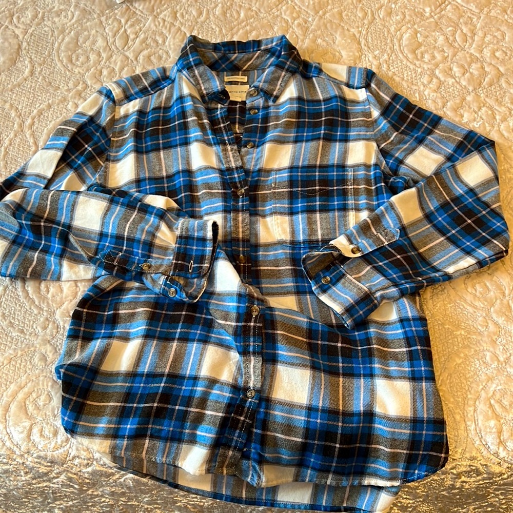 American Eagle plaid flannel button down NWOT boyfriend fit